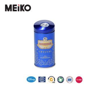Round Metal Tin Can With Crystal Fuq Lid